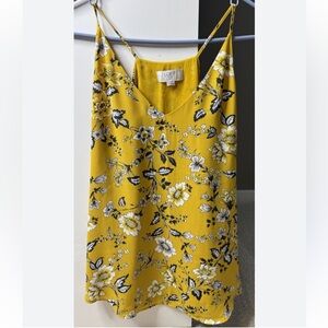 LOFT Outlet‎ Tank Top Small Petite Mustard White Florals